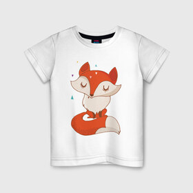 Детская футболка хлопок с принтом Лисичка в Белгороде, 100% хлопок | круглый вырез горловины, полуприлегающий силуэт, длина до линии бедер | fox | foxed | арт | лис | лиса | лисенок | лисичка | пушистик | рыжая | рыжмй хвост