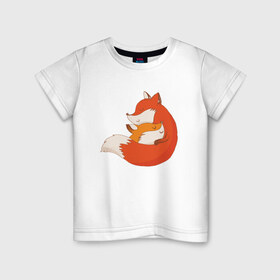 Детская футболка хлопок с принтом Лисичка в Белгороде, 100% хлопок | круглый вырез горловины, полуприлегающий силуэт, длина до линии бедер | fox | foxed | арт | лис | лиса | лисенок | лисичка | пушистик | рыжая | рыжмй хвост