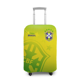 Чехол для чемодана 3D с принтом Бразилия в Белгороде, 86% полиэфир, 14% спандекс | двустороннее нанесение принта, прорези для ручек и колес | Тематика изображения на принте: brasil | brazil | бразилия | бразильская сборная | сборная бразилии | сборная бразилии по футболу | сборные | форма | футбол | футбольные сборные | чемпионат мира