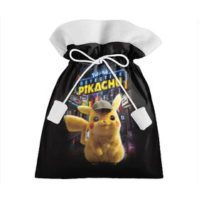 Подарочный 3D мешок с принтом Pikachu Detective в Белгороде, 100% полиэстер | Размер: 29*39 см | anime | game | nintendo | pikachu | pokemon | аниме | детектив | игра | кино | пикачу | покемон | эш кетчум