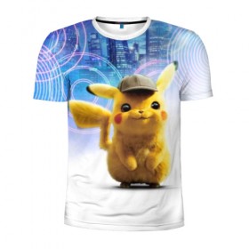 Мужская футболка 3D спортивная с принтом Pikachu Detective в Белгороде, 100% полиэстер с улучшенными характеристиками | приталенный силуэт, круглая горловина, широкие плечи, сужается к линии бедра | anime | game | nintendo | pikachu | pokemon | аниме | детектив | игра | кино | пикачу | покемон | эш кетчум