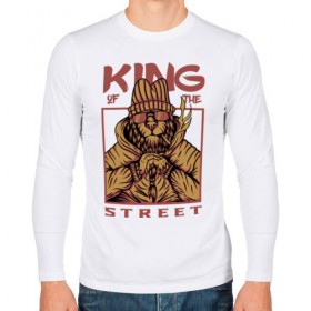 Мужской лонгслив хлопок с принтом King of the street в Белгороде, 100% хлопок |  | king | животные | звери | король | король улиц | кот | кошка | кошки | лев | природа | улица