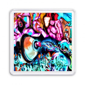 Магнит 55*55 с принтом GRAFFITI в Белгороде, Пластик | Размер: 65*65 мм; Размер печати: 55*55 мм | grafiti | paint | street art | urban | город | граффити | искусство | кирпичи | краски | рисунки | стена | улицы | уличное искусство