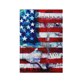 Обложка для паспорта матовая кожа с принтом АМЕРИКА в Белгороде, натуральная матовая кожа | размер 19,3 х 13,7 см; прозрачные пластиковые крепления | usa | абстракция | америка | американский | герб | звезды | краска | символика сша | страны | сша | флаг | штаты
