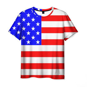 Мужская футболка 3D с принтом АМЕРИКАНСКИЙ ФЛАГ в Белгороде, 100% полиэфир | прямой крой, круглый вырез горловины, длина до линии бедер | Тематика изображения на принте: usa | абстракция | америка | американский | герб | звезды | краска | символика сша | страны | сша | флаг | штаты