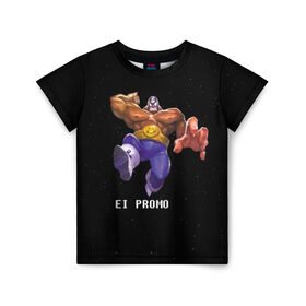 Детская футболка 3D с принтом EI PROMO в Белгороде, 100% гипоаллергенный полиэфир | прямой крой, круглый вырез горловины, длина до линии бедер, чуть спущенное плечо, ткань немного тянется | brawl stars | jessie | leon | spike | бравл старс | джесси | леон | спайк