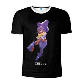 Мужская футболка 3D спортивная с принтом Shelly в Белгороде, 100% полиэстер с улучшенными характеристиками | приталенный силуэт, круглая горловина, широкие плечи, сужается к линии бедра | brawl stars | jessie | leon | spike | бравл старс | джесси | леон | спайк