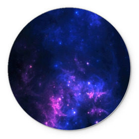 Коврик для мышки круглый с принтом Неоновый космос в Белгороде, резина и полиэстер | круглая форма, изображение наносится на всю лицевую часть | galaxy | nebula | space | star | абстракция | вселенная | галактика | звезда | звезды | космический | планеты