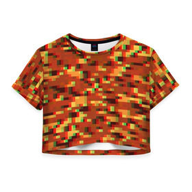 Женская футболка Cropp-top с принтом Пиксели в Белгороде, 100% полиэстер | круглая горловина, длина футболки до линии талии, рукава с отворотами | альтернативный камуфляж | армия | вдв | зеленый | камуфляж | пиксели | полевой | силовые структуры | текстуры | хаки