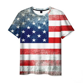 Мужская футболка 3D с принтом Америка Флаг в Белгороде, 100% полиэфир | прямой крой, круглый вырез горловины, длина до линии бедер | Тематика изображения на принте: usa | абстракция | америка | американский | герб | звезды | краска | символика сша | страны | сша | флаг | штаты