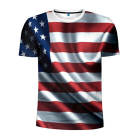 Мужская футболка 3D спортивная с принтом Символика Америки в Белгороде, 100% полиэстер с улучшенными характеристиками | приталенный силуэт, круглая горловина, широкие плечи, сужается к линии бедра | Тематика изображения на принте: usa | абстракция | америка | американский | герб | звезды | краска | символика сша | страны | сша | флаг | штаты