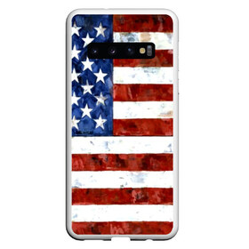 Чехол для Samsung Galaxy S10 с принтом США ФЛАГ в Белгороде, Силикон | Область печати: задняя сторона чехла, без боковых панелей | Тематика изображения на принте: usa | абстракция | америка | американский | герб | звезды | краска | символика сша | страны | сша | флаг | штаты