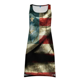 Платье-майка 3D с принтом USA 3D в Белгороде, 100% полиэстер | полуприлегающий силуэт, широкие бретели, круглый вырез горловины, удлиненный подол сзади. | usa | абстракция | америка | американский | герб | звезды | краска | символика сша | страны | сша | флаг | штаты
