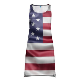 Платье-майка 3D с принтом USA в Белгороде, 100% полиэстер | полуприлегающий силуэт, широкие бретели, круглый вырез горловины, удлиненный подол сзади. | usa | абстракция | америка | американский | герб | звезды | краска | символика сша | страны | сша | флаг | штаты