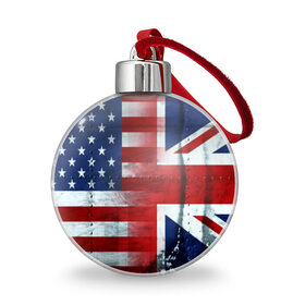 Ёлочный шар с принтом Англия&Америка в Белгороде, Пластик | Диаметр: 77 мм | Тематика изображения на принте: usa | абстракция | америка | американский | герб | звезды | краска | символика сша | страны | сша | флаг | штаты