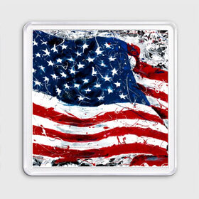 Магнит 55*55 с принтом Американский флаг в Белгороде, Пластик | Размер: 65*65 мм; Размер печати: 55*55 мм | Тематика изображения на принте: 
