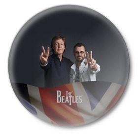 Значок с принтом The Beatles в Белгороде,  металл | круглая форма, металлическая застежка в виде булавки | england | flag | group | music | rock | the beatles | битлз | группа | музыка
