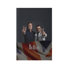 Обложка для паспорта матовая кожа с принтом The Beatles в Белгороде, натуральная матовая кожа | размер 19,3 х 13,7 см; прозрачные пластиковые крепления | Тематика изображения на принте: england | flag | group | music | rock | the beatles | битлз | группа | музыка