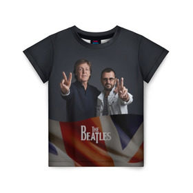 Детская футболка 3D с принтом The Beatles в Белгороде, 100% гипоаллергенный полиэфир | прямой крой, круглый вырез горловины, длина до линии бедер, чуть спущенное плечо, ткань немного тянется | england | flag | group | music | rock | the beatles | битлз | группа | музыка