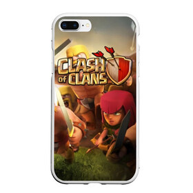 Чехол для iPhone 7Plus/8 Plus матовый с принтом Clash of Clans в Белгороде, Силикон | Область печати: задняя сторона чехла, без боковых панелей | base | clan wars | coc | hall | hog rider | royale | town | trap | база | гоблин | золото | клеш оф кленс | кок | крепость | кристаллы | трофей | эликсир