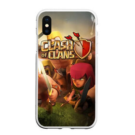 Чехол для iPhone XS Max матовый с принтом Clash of Clans в Белгороде, Силикон | Область печати: задняя сторона чехла, без боковых панелей | base | clan wars | coc | hall | hog rider | royale | town | trap | база | гоблин | золото | клеш оф кленс | кок | крепость | кристаллы | трофей | эликсир