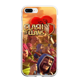 Чехол для iPhone 7Plus/8 Plus матовый с принтом Clash of Clans в Белгороде, Силикон | Область печати: задняя сторона чехла, без боковых панелей | base | clan wars | coc | hall | hog rider | royale | town | trap | база | гоблин | золото | клеш оф кленс | кок | крепость | кристаллы | трофей | эликсир