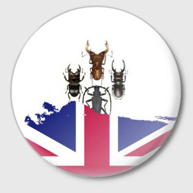 Значок с принтом Жуки в Белгороде,  металл | круглая форма, металлическая застежка в виде булавки | england | flag | the beatles | англия | жуки | флаг