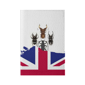 Обложка для паспорта матовая кожа с принтом Жуки в Белгороде, натуральная матовая кожа | размер 19,3 х 13,7 см; прозрачные пластиковые крепления | england | flag | the beatles | англия | жуки | флаг