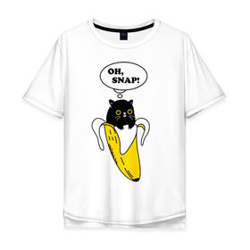 Мужская футболка хлопок Oversize с принтом Oh, snap! в Белгороде, 100% хлопок | свободный крой, круглый ворот, “спинка” длиннее передней части | banana | cat | kitten | банан | кот | котенок | кошка