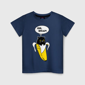 Детская футболка хлопок с принтом Oh, snap! в Белгороде, 100% хлопок | круглый вырез горловины, полуприлегающий силуэт, длина до линии бедер | Тематика изображения на принте: banana | cat | kitten | банан | кот | котенок | кошка