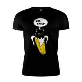 Мужская футболка премиум с принтом Oh, snap! в Белгороде, 92% хлопок, 8% лайкра | приталенный силуэт, круглый вырез ворота, длина до линии бедра, короткий рукав | banana | cat | kitten | банан | кот | котенок | кошка