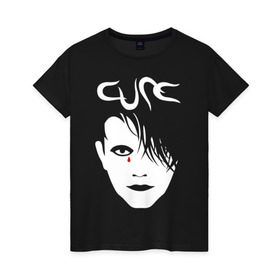 Женская футболка хлопок с принтом The Cure в Белгороде, 100% хлопок | прямой крой, круглый вырез горловины, длина до линии бедер, слегка спущенное плечо | cure | robert james smith | the cure | готик рок | группы | музыка | постпанк | роберт смит | рок