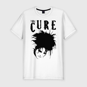 Мужская футболка хлопок Slim с принтом The Cure в Белгороде, 92% хлопок, 8% лайкра | приталенный силуэт, круглый вырез ворота, длина до линии бедра, короткий рукав | cure | robert james smith | the cure | готик рок | группы | музыка | постпанк | роберт смит | рок