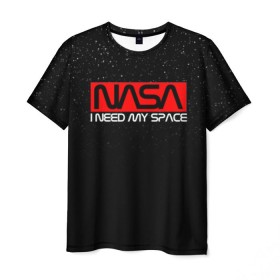 Мужская футболка 3D с принтом NASA (НА СПИНЕ) в Белгороде, 100% полиэфир | прямой крой, круглый вырез горловины, длина до линии бедер | galaxy | nasa | space | space company | star | астрономия | галактика | звезды | космическая компания | космос | наса