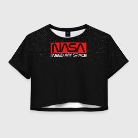 Женская футболка Cropp-top с принтом NASA (НА СПИНЕ) в Белгороде, 100% полиэстер | круглая горловина, длина футболки до линии талии, рукава с отворотами | galaxy | nasa | space | space company | star | астрономия | галактика | звезды | космическая компания | космос | наса