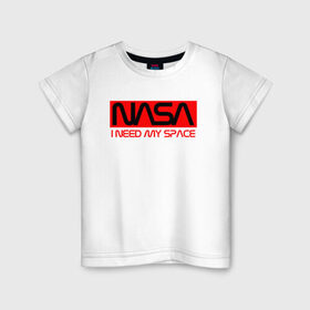 Детская футболка хлопок с принтом NASA (НА СПИНЕ) в Белгороде, 100% хлопок | круглый вырез горловины, полуприлегающий силуэт, длина до линии бедер | flag | galaxy | nasa | space | space company | star | usa | астрономия | галактика | звезды | космическая компания | космос | наса | сша | флаг
