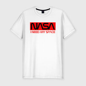 Мужская футболка премиум с принтом NASA (НА СПИНЕ) в Белгороде, 92% хлопок, 8% лайкра | приталенный силуэт, круглый вырез ворота, длина до линии бедра, короткий рукав | flag | galaxy | nasa | space | space company | star | usa | астрономия | галактика | звезды | космическая компания | космос | наса | сша | флаг