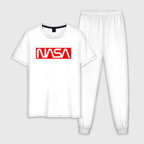 Мужская пижама хлопок с принтом NASA в Белгороде, 100% хлопок | брюки и футболка прямого кроя, без карманов, на брюках мягкая резинка на поясе и по низу штанин
 | galaxy | nasa | space | space company | star | астрономия | галактика | звезды | космическая компания | космос | наса