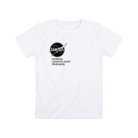 Детская футболка хлопок с принтом NASA HOUSTON (ORIG.) в Белгороде, 100% хлопок | круглый вырез горловины, полуприлегающий силуэт, длина до линии бедер | galaxy | nasa | space | space company | star | астрономия | галактика | звезды | космическая компания | космос | наса