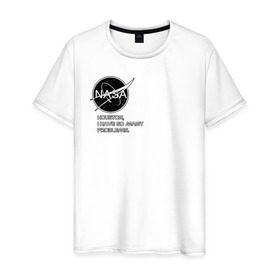 Мужская футболка хлопок с принтом NASA HOUSTON (ORIG.) в Белгороде, 100% хлопок | прямой крой, круглый вырез горловины, длина до линии бедер, слегка спущенное плечо. | galaxy | nasa | space | space company | star | астрономия | галактика | звезды | космическая компания | космос | наса