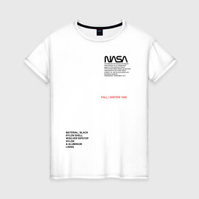 Женская футболка хлопок с принтом NASA | НАСА (НА СПИНЕ) в Белгороде, 100% хлопок | прямой крой, круглый вырез горловины, длина до линии бедер, слегка спущенное плечо | galaxy | nasa | space | space company | star | астрономия | галактика | звезды | космическая компания | космос | наса