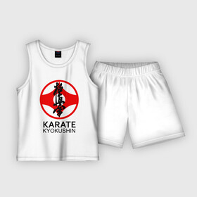 Детская пижама с шортами хлопок с принтом Karate Kyokushin в Белгороде,  |  | box | boxing | bruce lee | champion | dragon | fight | fighter | judo | muay thai | team | tiger | ufc | али | боевые | боец | бой | бокс | боксер | борьба | брюс ли | воин | дзюдо | дракон | единоборства | искусство | карате | контакт | кулак | лев