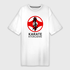 Платье-футболка хлопок с принтом Karate Kyokushin в Белгороде,  |  | box | boxing | bruce lee | champion | dragon | fight | fighter | judo | muay thai | team | tiger | ufc | али | боевые | боец | бой | бокс | боксер | борьба | брюс ли | воин | дзюдо | дракон | единоборства | искусство | карате | контакт | кулак | лев