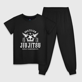 Детская пижама хлопок с принтом Джиу Джитсу в Белгороде, 100% хлопок |  брюки и футболка прямого кроя, без карманов, на брюках мягкая резинка на поясе и по низу штанин
 | box | boxing | bruce lee | champion | dragon | fight | fighter | judo | muay thai | team | tiger | ufc | али | боевые | боец | бой | бокс | боксер | борьба | брюс ли | воин | дзюдо | дракон | единоборства | искусство | карате | контакт | кулак | лев