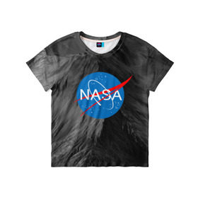 Детская футболка 3D с принтом NASA в Белгороде, 100% гипоаллергенный полиэфир | прямой крой, круглый вырез горловины, длина до линии бедер, чуть спущенное плечо, ткань немного тянется | galaxy | nasa | space | space company | star | астрономия | галактика | звезды | космическая компания | космос | наса