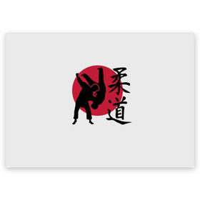 Поздравительная открытка с принтом Дзюдо в Белгороде, 100% бумага | плотность бумаги 280 г/м2, матовая, на обратной стороне линовка и место для марки
 | Тематика изображения на принте: eastern | emblem | hieroglyph | japanese | judo | martial arts | red | sign | silhouette | sport | stencil | sun | symbol | wrestlers | wrestling | борцы | борьба | восточная | дзюдо | единоборства | знак | иероглиф | красное | силуэт | символ | солнце | 