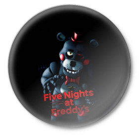 Значок с принтом Five Nights At Freddys в Белгороде,  металл | круглая форма, металлическая застежка в виде булавки | Тематика изображения на принте: five nights at freddys | foxy | аниматроники | игра | компьютерная игра | робот | фокси | фредди | фреди | чика