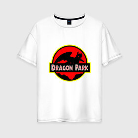 Женская футболка хлопок Oversize с принтом Dragon Park в Белгороде, 100% хлопок | свободный крой, круглый ворот, спущенный рукав, длина до линии бедер
 | Тематика изображения на принте: adventure | animation | dragon | fantasy | friend | how to train your dragon | night fury | toothless | анимация | беззубик | викинг | дневная фурия | добро | дракон | драконы | друг | дружба | икинг | как приручить дракона | мечта | мульт