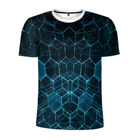 Мужская футболка 3D спортивная с принтом НЕОНОВАЯ БРОНЯ в Белгороде, 100% полиэстер с улучшенными характеристиками | приталенный силуэт, круглая горловина, широкие плечи, сужается к линии бедра | abstraction | cyber | cyberpunk | future | geometry | hexagon | techno | texture | абстракция | броня | геометрия | кибер | краски | неон | неоновый | сетка | соты | стальная броня | текстура | шестигранники