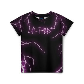 Детская футболка 3D с принтом LIL PEEP в Белгороде, 100% гипоаллергенный полиэфир | прямой крой, круглый вырез горловины, длина до линии бедер, чуть спущенное плечо, ткань немного тянется | Тематика изображения на принте: lil peep | lil prince | logo | music | pink | rap | thunder | зарубежная музыка | зарубежные | лил пип | лого | маленький принц | молнии | музыка | реп | розовый
